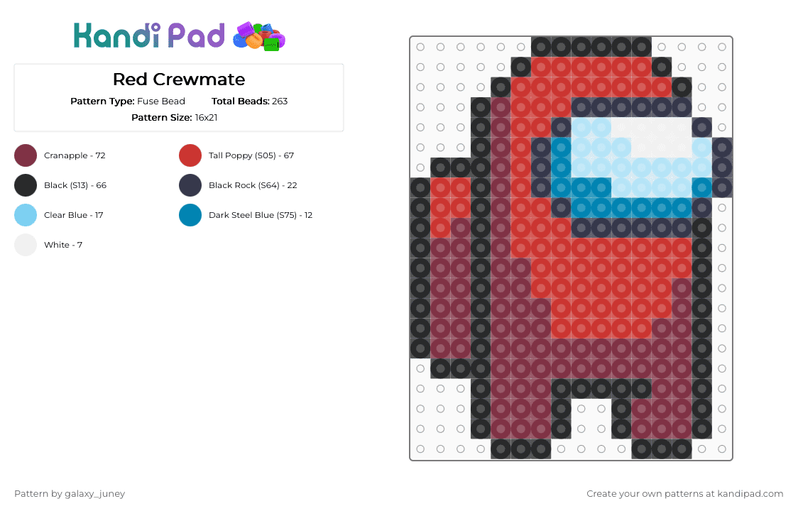 Red Crewmate - Fuse Bead Pattern by galaxy_juney on Kandi Pad - red,brown,amongus,crewmate