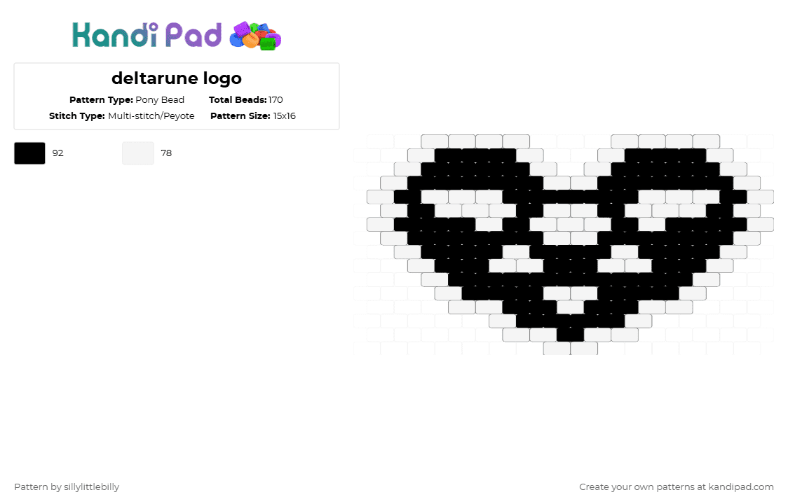 deltarune logo - Pony Bead Pattern by sillylittlebilly on Kandi Pad - black, white