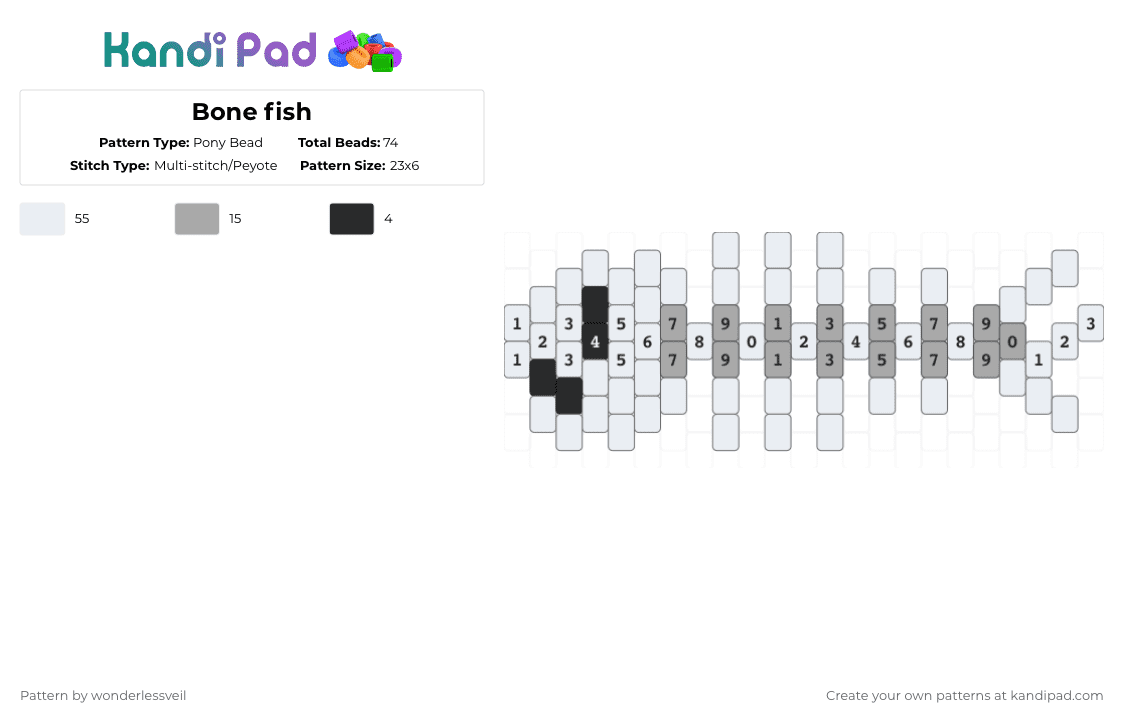 Bone fish - Pony Bead Pattern by wonderlessveil on Kandi Pad - white