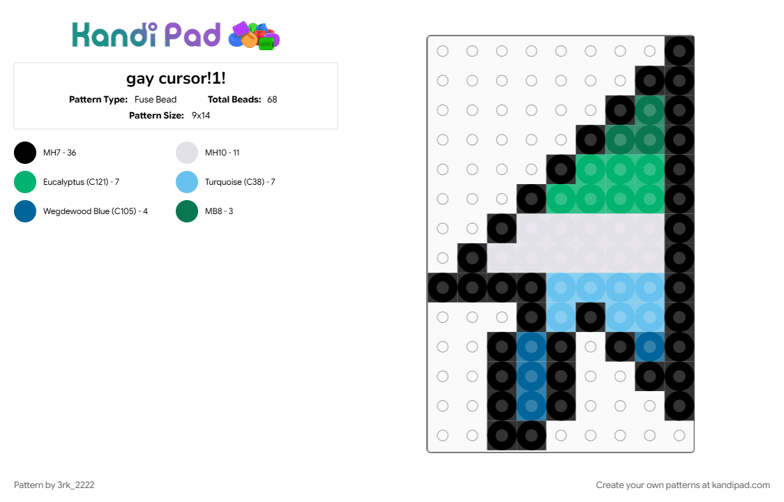 gay cursor!1! - Fuse Bead Pattern by 3rk_2222 on Kandi Pad - black, green, light blue