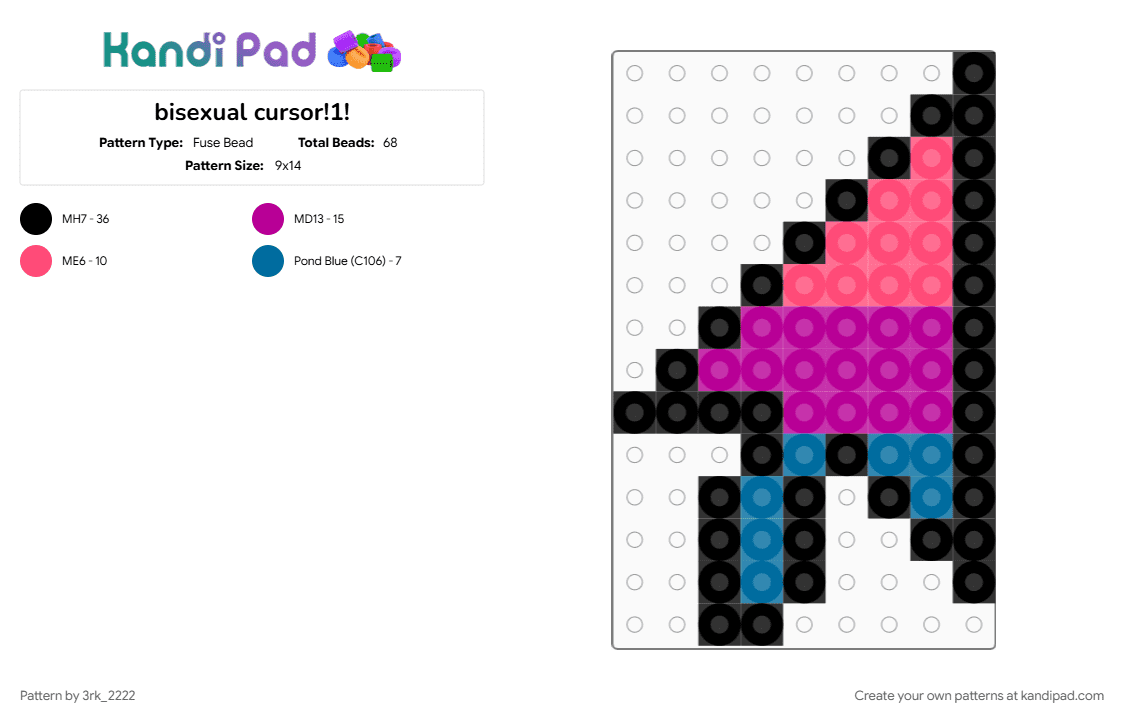 bisexual cursor!1! - Fuse Bead Pattern by 3rk_2222 on Kandi Pad - pink