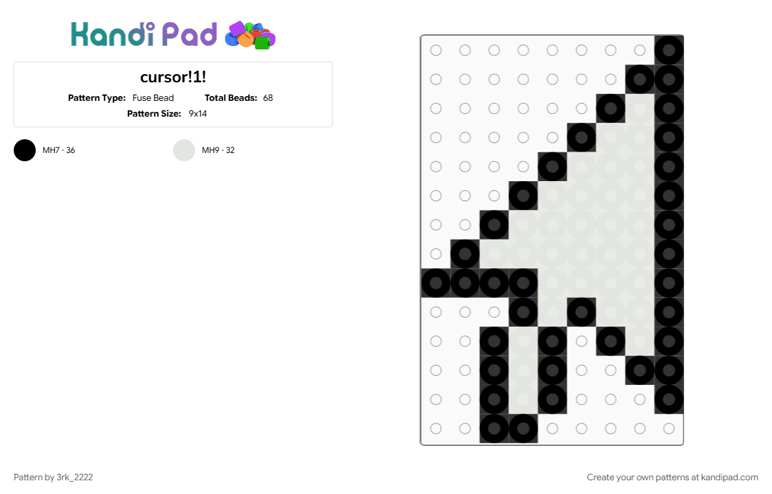 cursor!1! - Fuse Bead Pattern by 3rk_2222 on Kandi Pad - black, white
