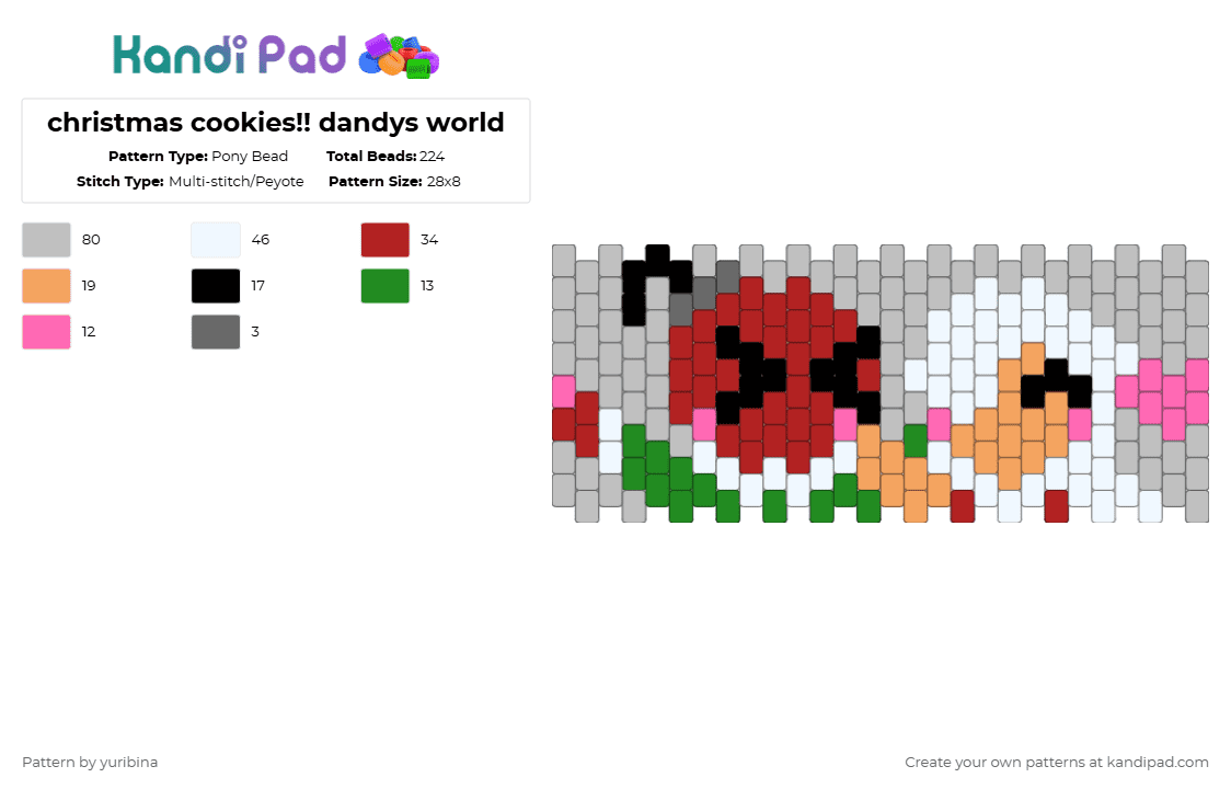 christmas cookies!! dandys world - Pony Bead Pattern by yuribina on Kandi Pad - beige,red
