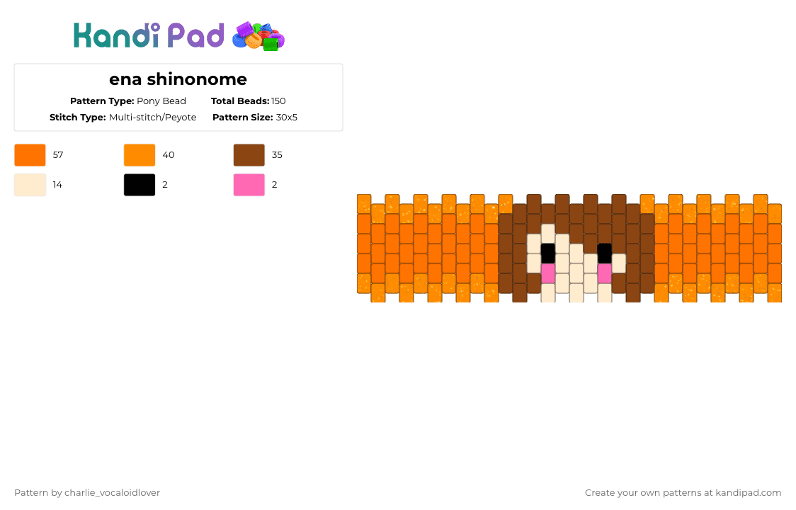 ena shinonome - Pony Bead Pattern by charlie_vocaloidlover on Kandi Pad - orange,red,pjsk,ena,shinonome