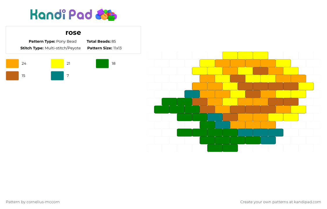 rose - Pony Bead Pattern by cornelius-mccorn on Kandi Pad - yellow,orange