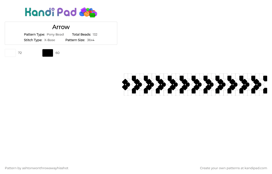 Arrow - Pony Bead Pattern by ashtonwonthrowawayhisshot on Kandi Pad - black, white