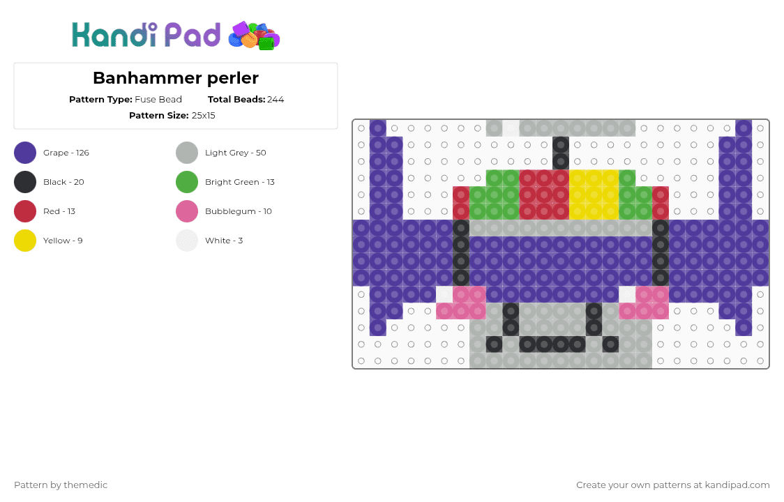 Banhammer perler - Fuse Bead Pattern by themedic on Kandi Pad - beige,purple,banhammer,phighting,banhammer phighting,roblox,silly