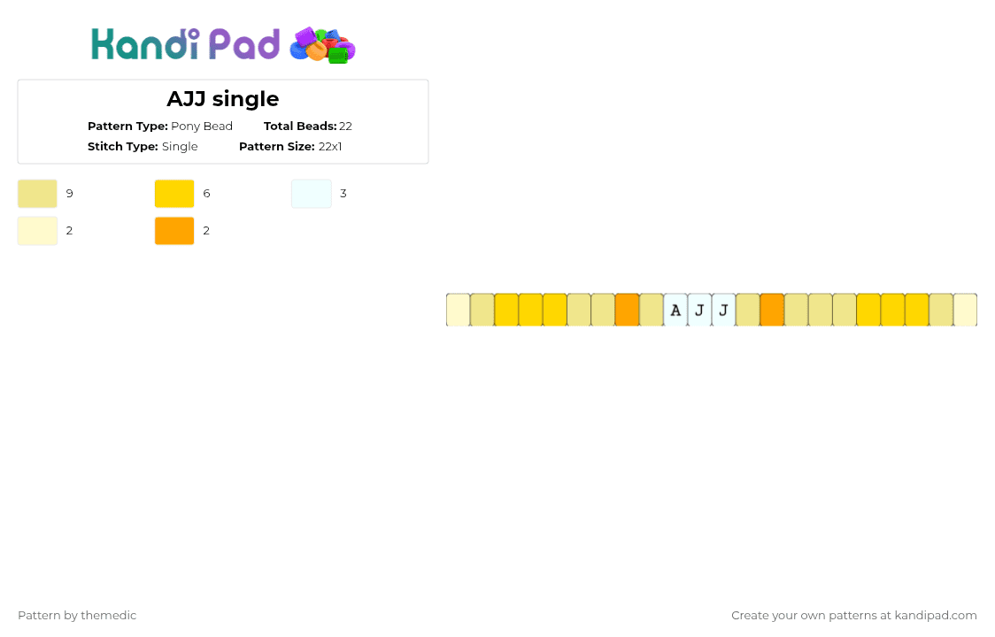 AJJ single - Pony Bead Pattern by themedic on Kandi Pad - yellow,ajj,band,music,andrew jackson jihad