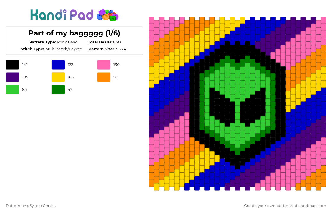 Part of my baggggg (1/6) - Pony Bead Pattern by g3y_b4c0nnzzz on Kandi Pad - pink,purple