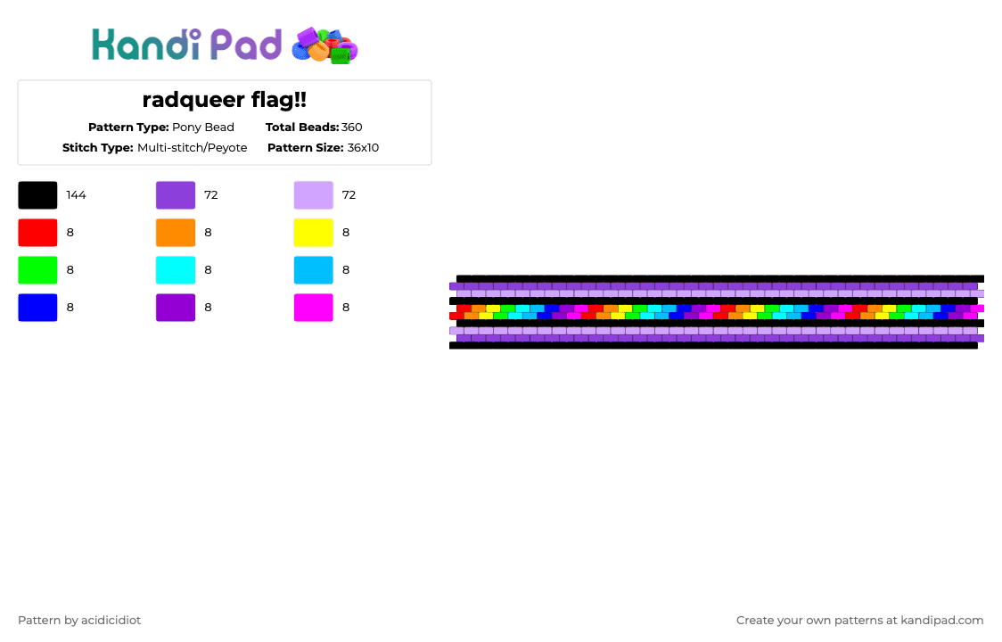 radqueer flag!! - Pony Bead Pattern by acidicidiot on Kandi Pad - purple,pink