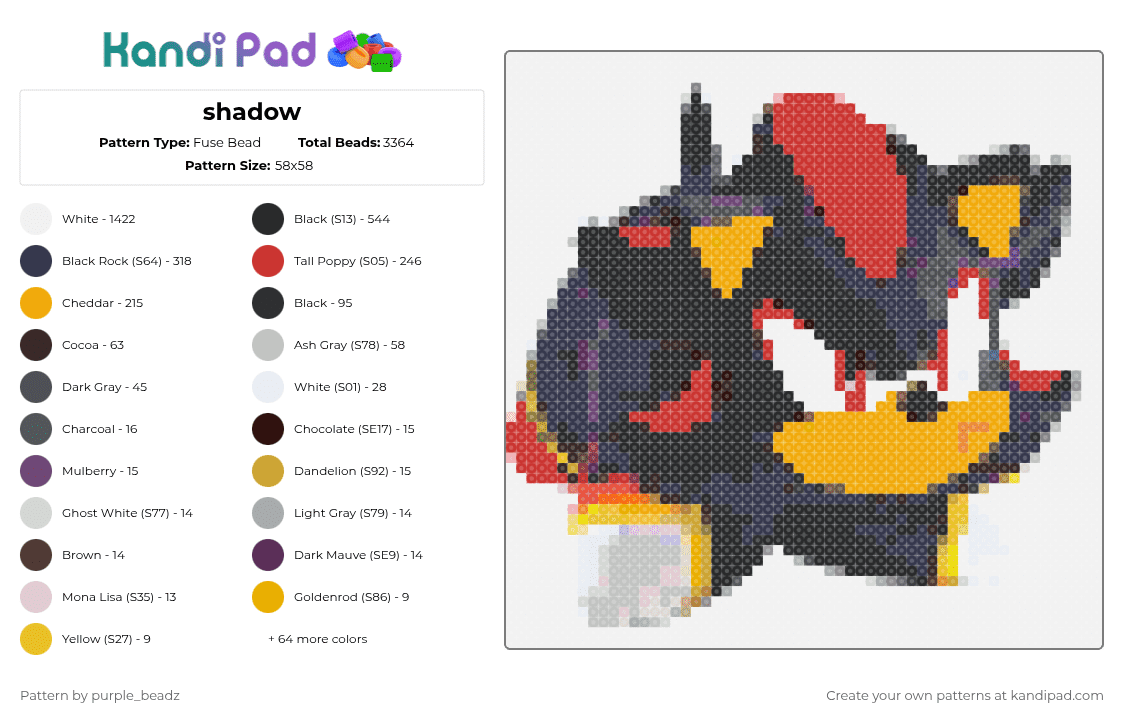 shadow - Fuse Bead Pattern by purple_beadz on Kandi Pad - beige, brown, colorful, orange, purple, white