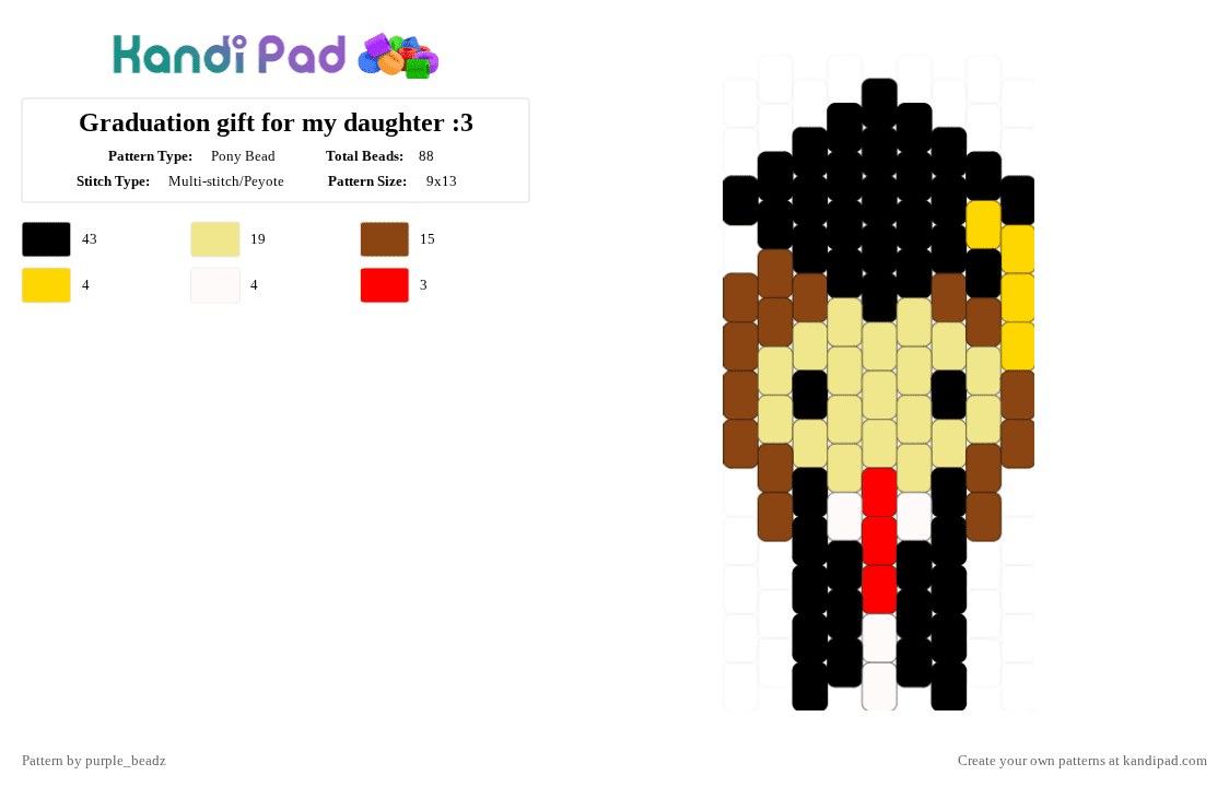 Graduation gift for my daughter :3 - Pony Bead Pattern by purple_beadz on Kandi Pad - red,yellow,gift,graduation,parent,daughter