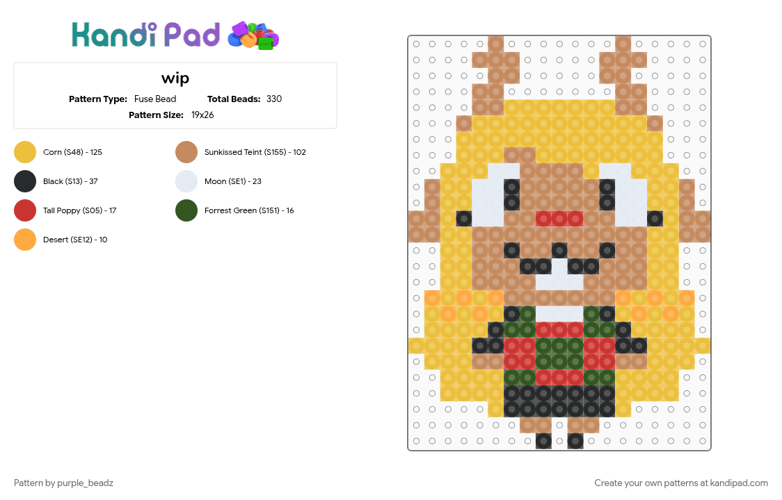 Noelling perler - Fuse Bead Pattern by purple_beadz on Kandi Pad - character, christmas, deltarune, deltarune noelle, festive, holiday, noelle, noelle holiday, tan, yellow