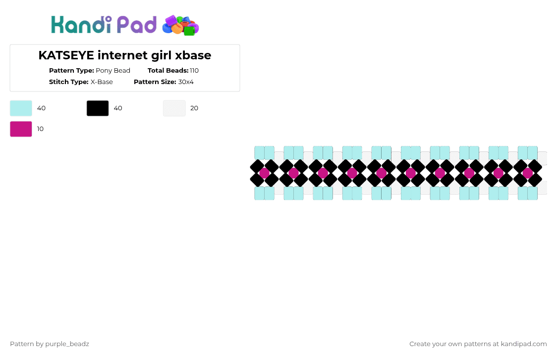 KATSEYE internet girl xbase - Pony Bead Pattern by purple_beadz on Kandi Pad - light blue,katseye,internet girl