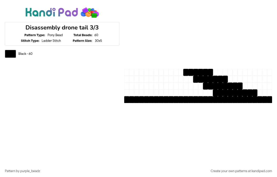 Disassembly drone tail 3/3 - Pony Bead Pattern by purple_beadz on Kandi Pad - j, md, murder drones, n, tail, v, wearable, yellow