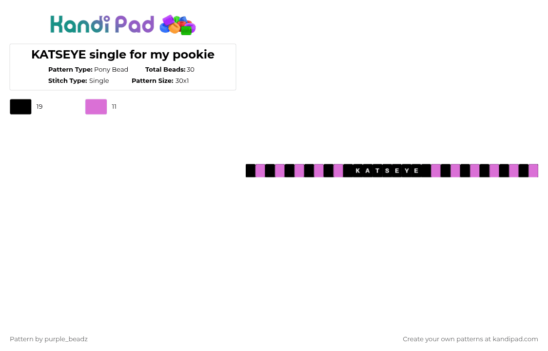 KATSEYE single for my pookie - Pony Bead Pattern by purple_beadz on Kandi Pad - black,pink
