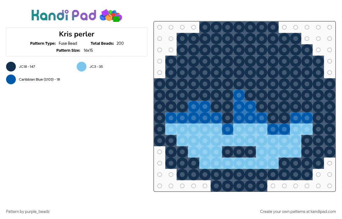 Kris perler - Fuse Bead Pattern by purple_beadz on Kandi Pad - blue, character, deltarune, enby, kris, kris deltarune, nonbinary