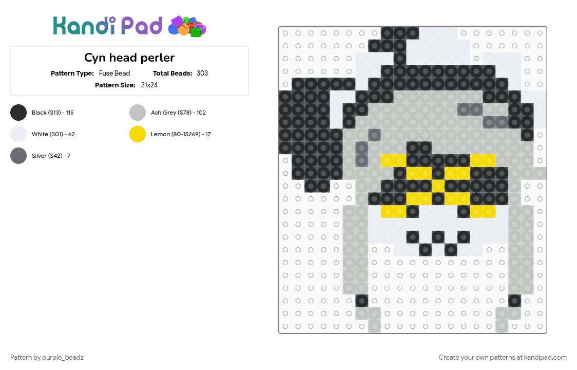 Cyn head perler - Fuse Bead Pattern by purple_beadz on Kandi Pad - beige, drone, elliot manor, maid, md, murder drones, murder drones cyn, solver, yellow