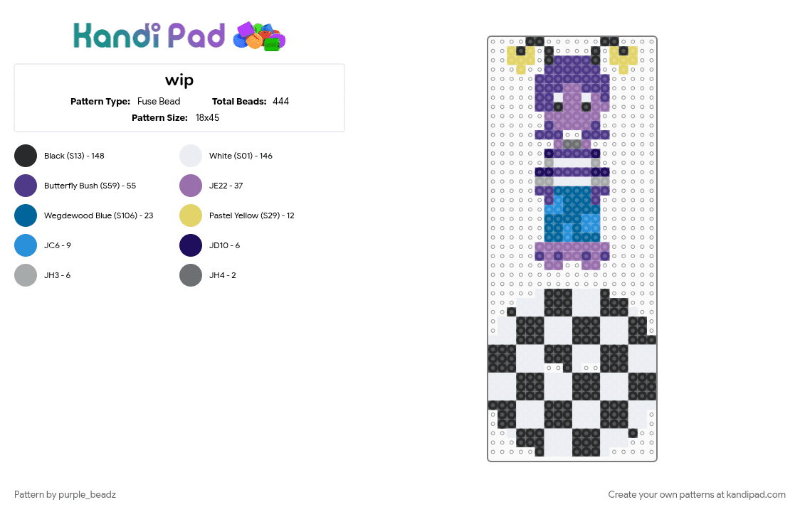 Jelli standee - Fuse Bead Pattern by purple_beadz on Kandi Pad - blue, oc, pink, purple, self insert, self insert oc, tadc, tamagotchi, the amazing digital circus, the amazing digital circus oc, white