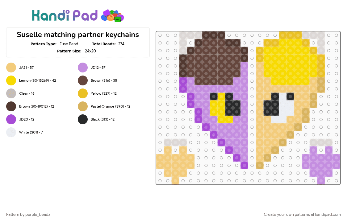 Suselle matching partner keychains - Fuse Bead Pattern by purple_beadz on Kandi Pad - brown, keychains, matching, noelle, noelle deltarune, noelle holiday, partner, pink, susie, susie deltarune, yellow