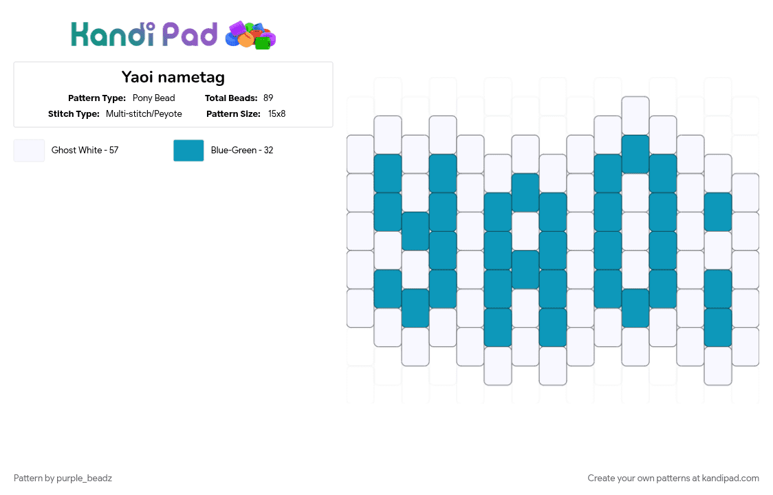 Yaoi nametag - Pony Bead Pattern by purple_beadz on Kandi Pad - light blue, white