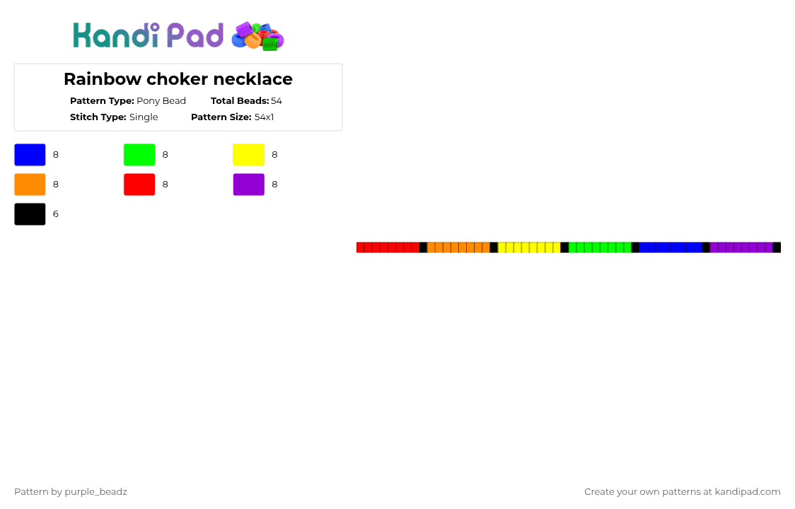 Rainbow choker necklace - Pony Bead Pattern by purple_beadz on Kandi Pad - purple,gay,dandy,dandys world,rainbow