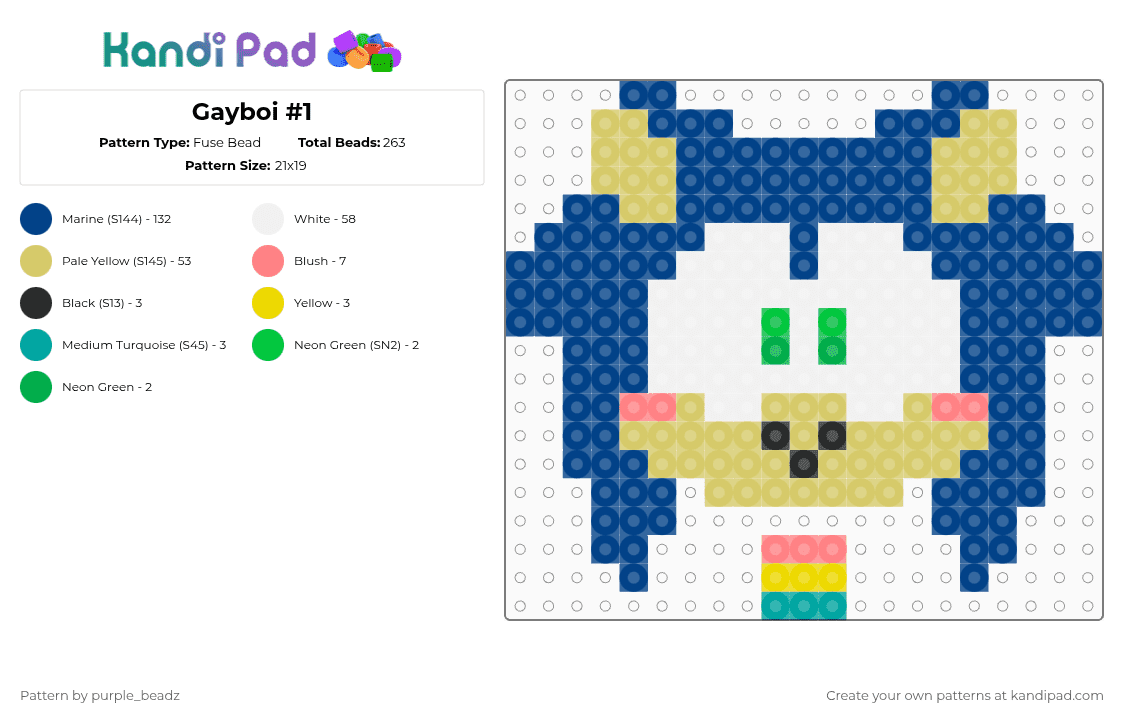 Gayboi #1 - Fuse Bead Pattern by purple_beadz on Kandi Pad - blue,yellow,sonic,sonic the hedgehog,gay