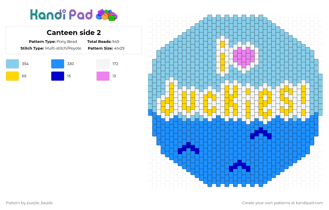 Canteen side 2 - Pony Bead Pattern by purple_beadz on Kandi Pad - light blue,rubber ducky,water,blue,letters