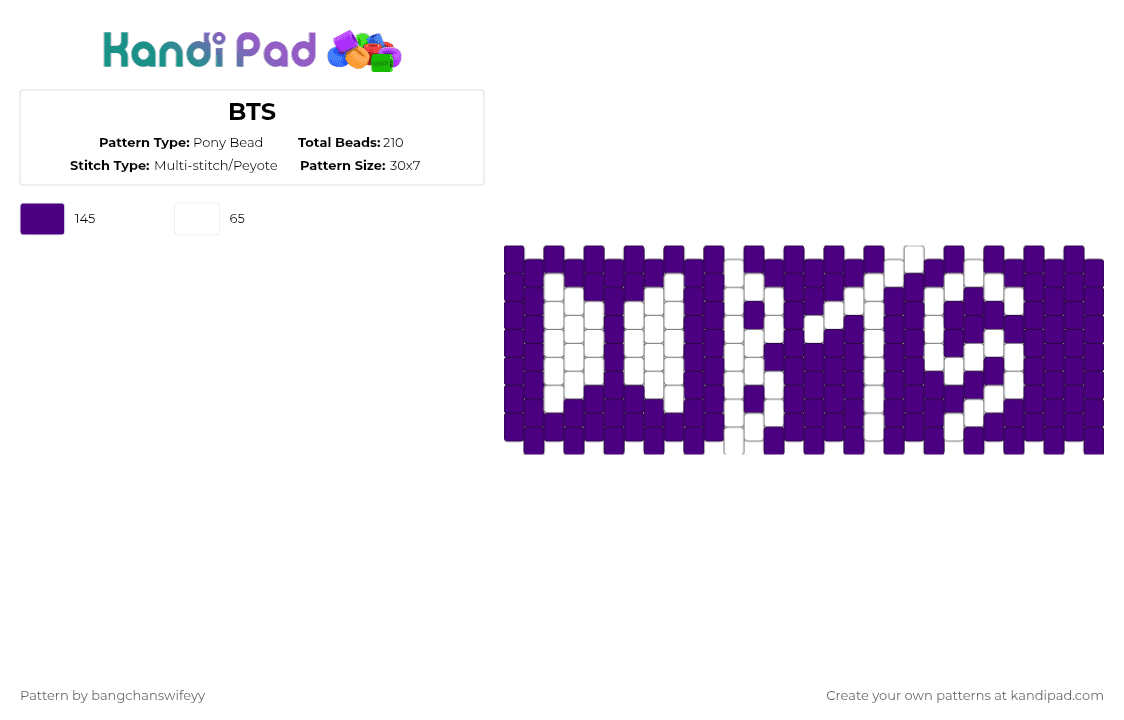 BTS Pony Bead Pattern - Kandi Pad | Kandi Patterns, Fuse Bead Patterns ...