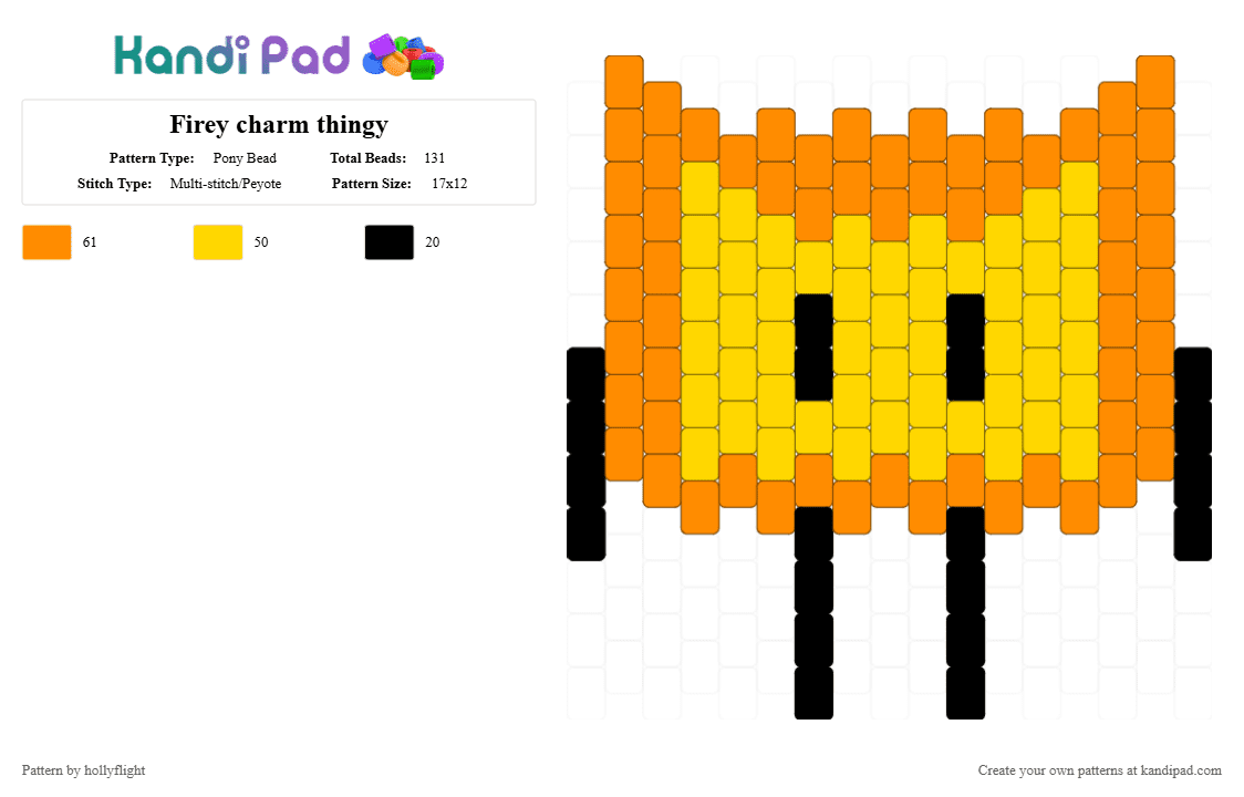 Firey charm thingy - Pony Bead Pattern by hollyflight on Kandi Pad - orange,yellow