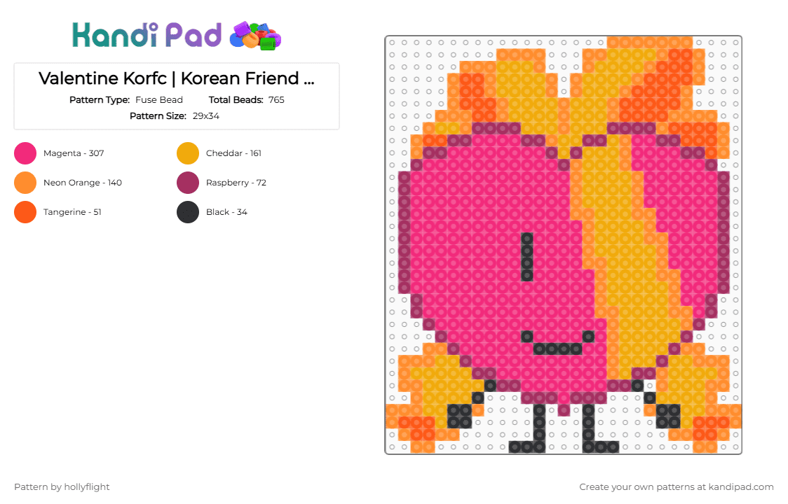 Valentine Korfc | Korean Fried Chicken :] - Fuse Bead Pattern by hollyflight on Kandi Pad - orange, pink