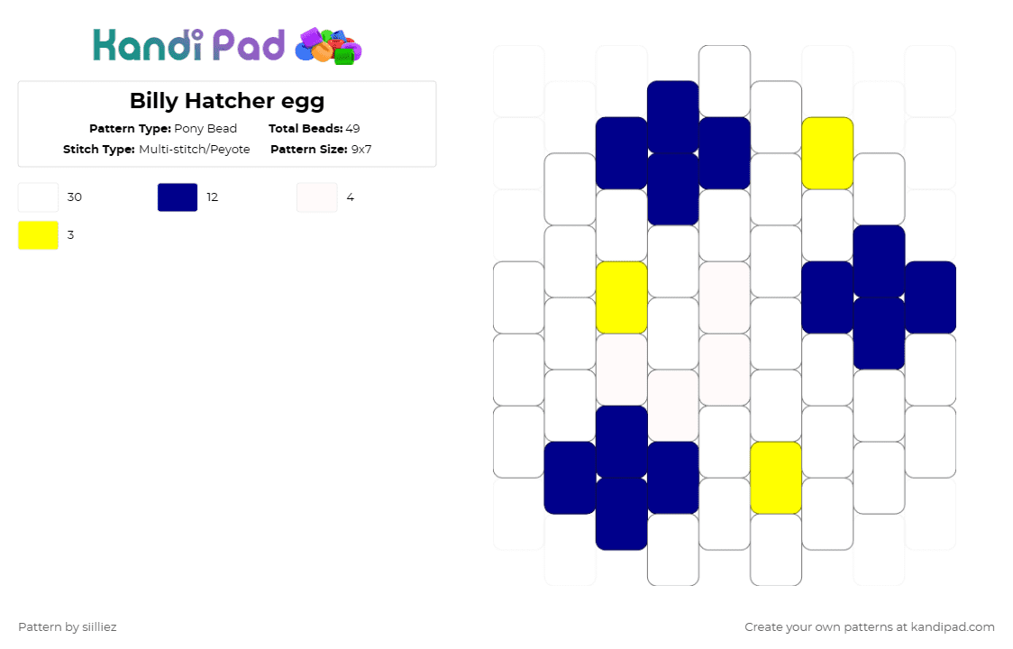 Billy Hatcher egg Pony Bead Pattern - Kandi Pad | Kandi Patterns, Fuse ...
