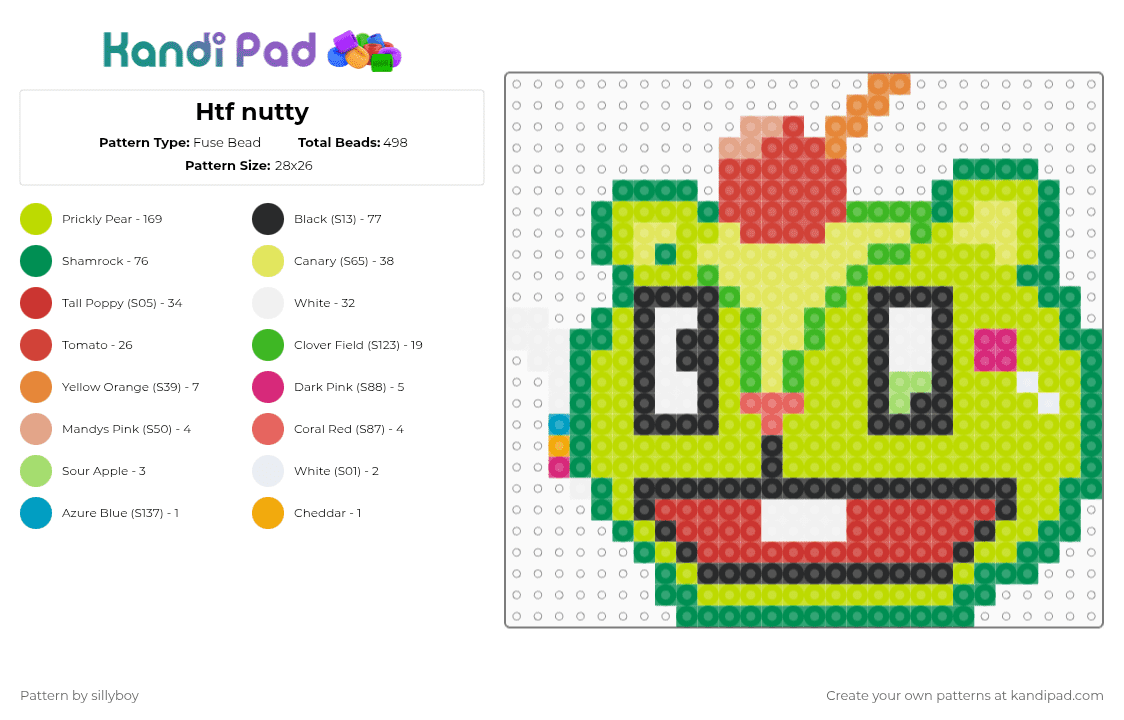 Htf nutty - Fuse Bead Pattern by sillyboy on Kandi Pad - red,green,hft,happy tree friends,nutty