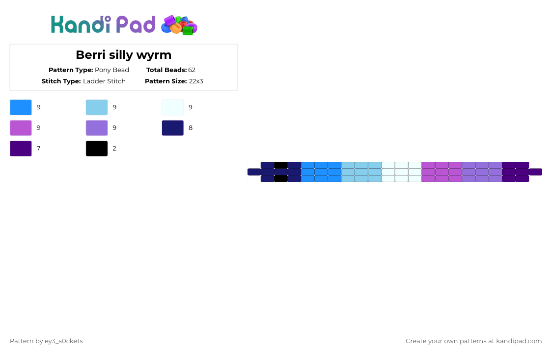 Berri silly wyrm - Pony Bead Pattern by ey3_s0ckets on Kandi Pad - purple,light blue