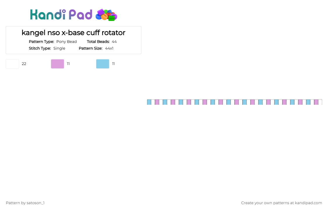 kangel nso x-base cuff rotator - Pony Bead Pattern by satoson_1 on Kandi Pad - blue, kangel, light blue, needystreameroverdose, pink, purple, single, yellow
