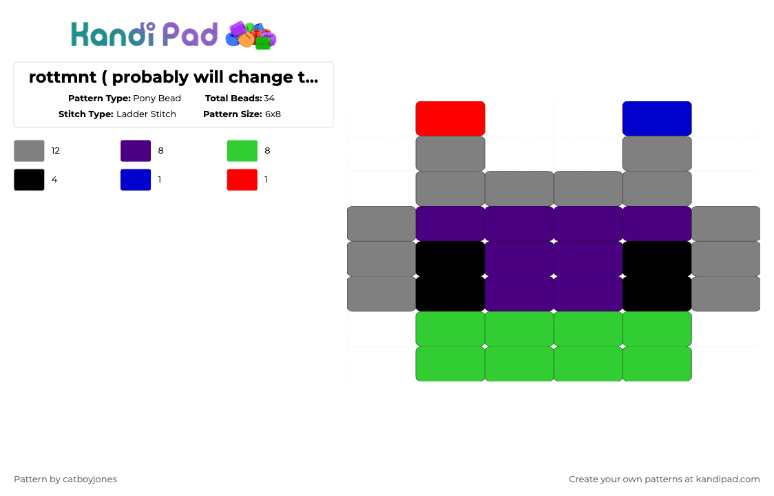 rottmnt ( probably will change this) - Pony Bead Pattern by catboyjones on Kandi Pad - gray,purple,green