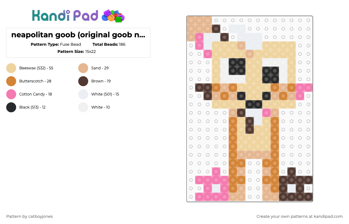 neapolitan goob (original goob not mine) - Fuse Bead Pattern by catboyjones on Kandi Pad - beige