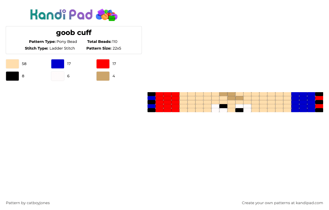 goob cuff - Pony Bead Pattern by catboyjones on Kandi Pad - beige