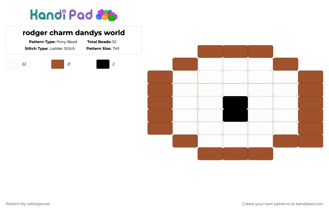 rodger charm dandys world - Pony Bead Pattern by catboyjones on Kandi Pad - red,white