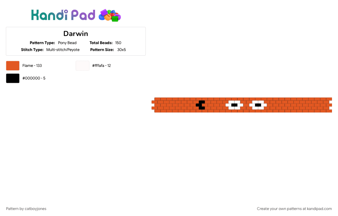 Darwin - Pony Bead Pattern by catboyjones on Kandi Pad - red