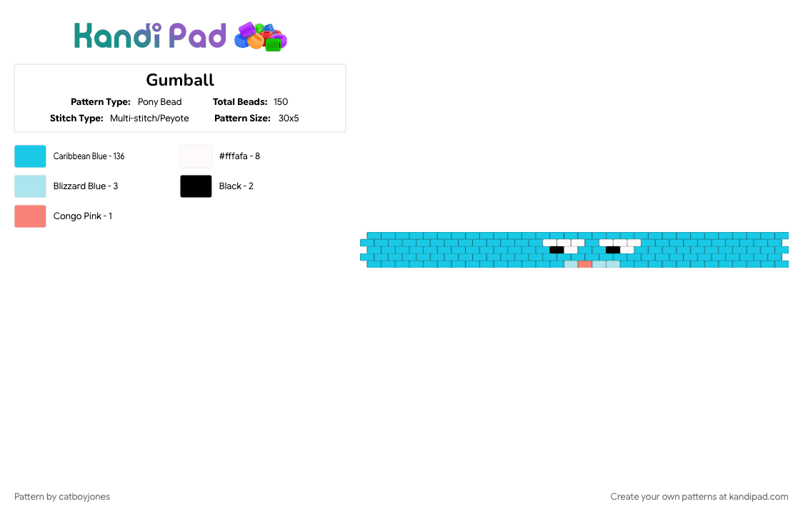 Gumball - Pony Bead Pattern by catboyjones on Kandi Pad - light blue