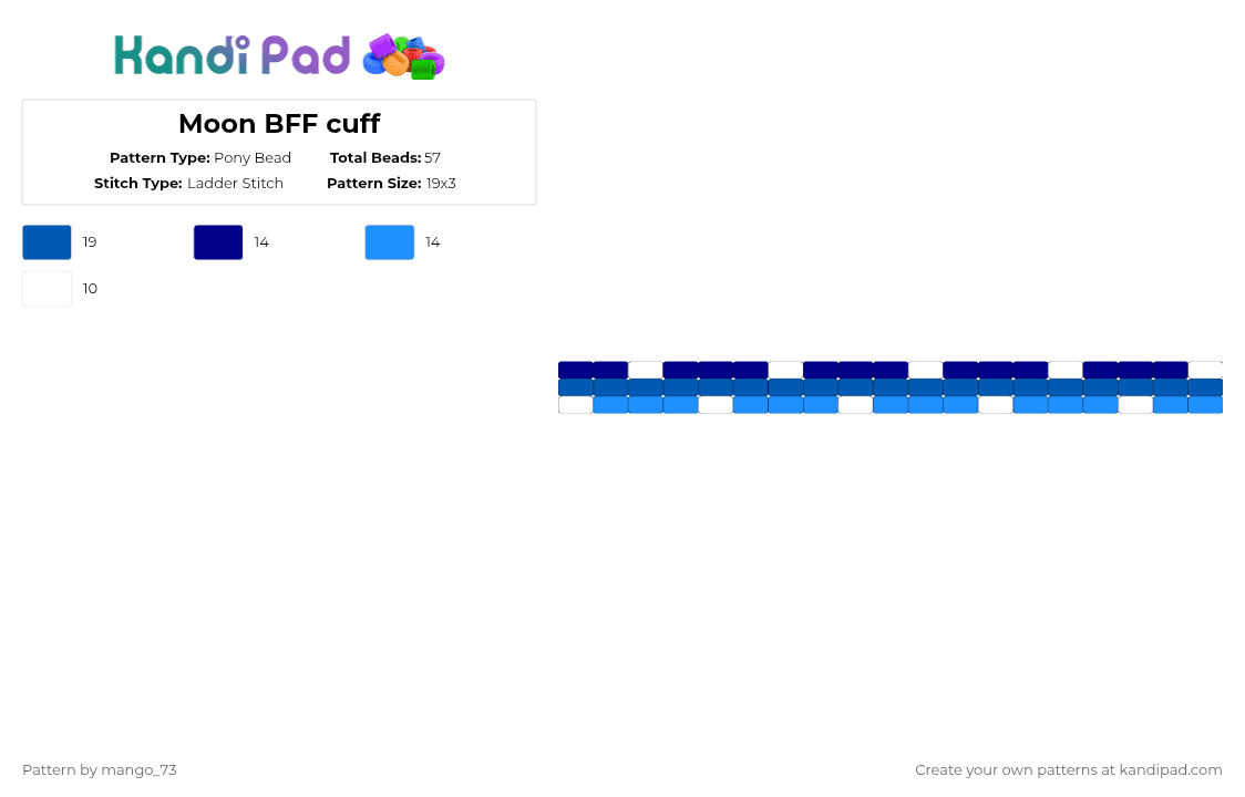 Moon BFF cuff - Pony Bead Pattern by mango_73 on Kandi Pad - blue,moon,bff,cuff