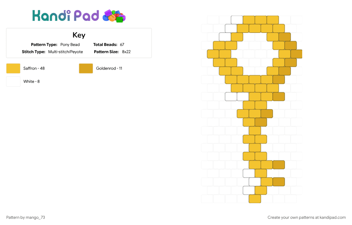 Key - Pony Bead Pattern by mango_73 on Kandi Pad - key, yellow