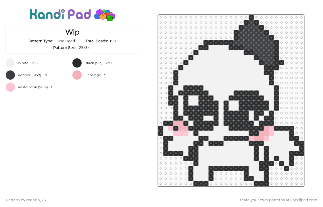 Wip - Fuse Bead Pattern by mango_73 on Kandi Pad - beige, pink, white