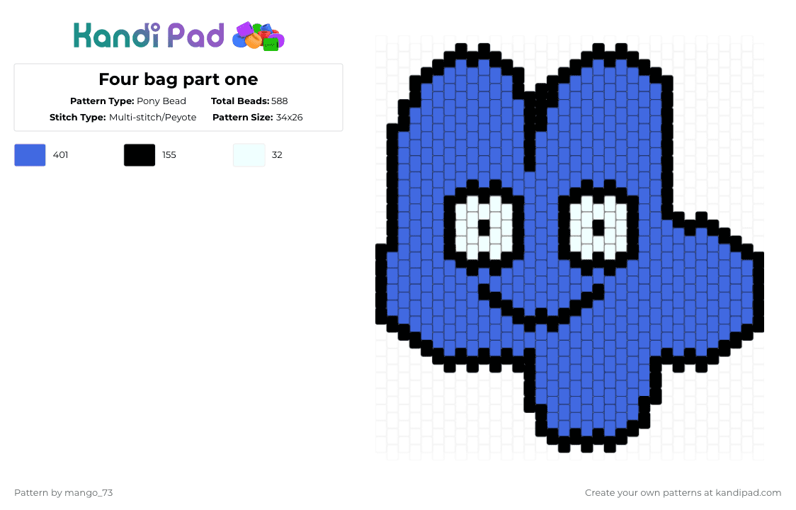 Four bag part one - Pony Bead Pattern by mango_73 on Kandi Pad - blue,four,bag,bfdi