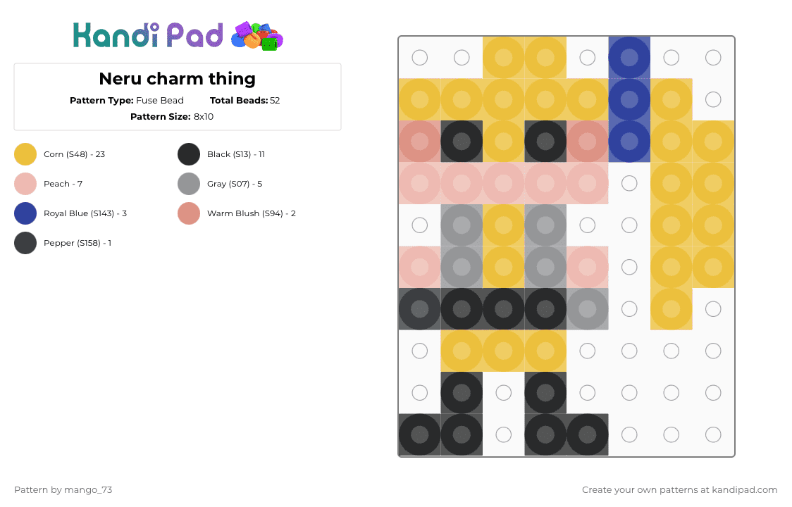 Neru charm thing - Fuse Bead Pattern by mango_73 on Kandi Pad - yellow,akita neru,neru,vocaloid,music