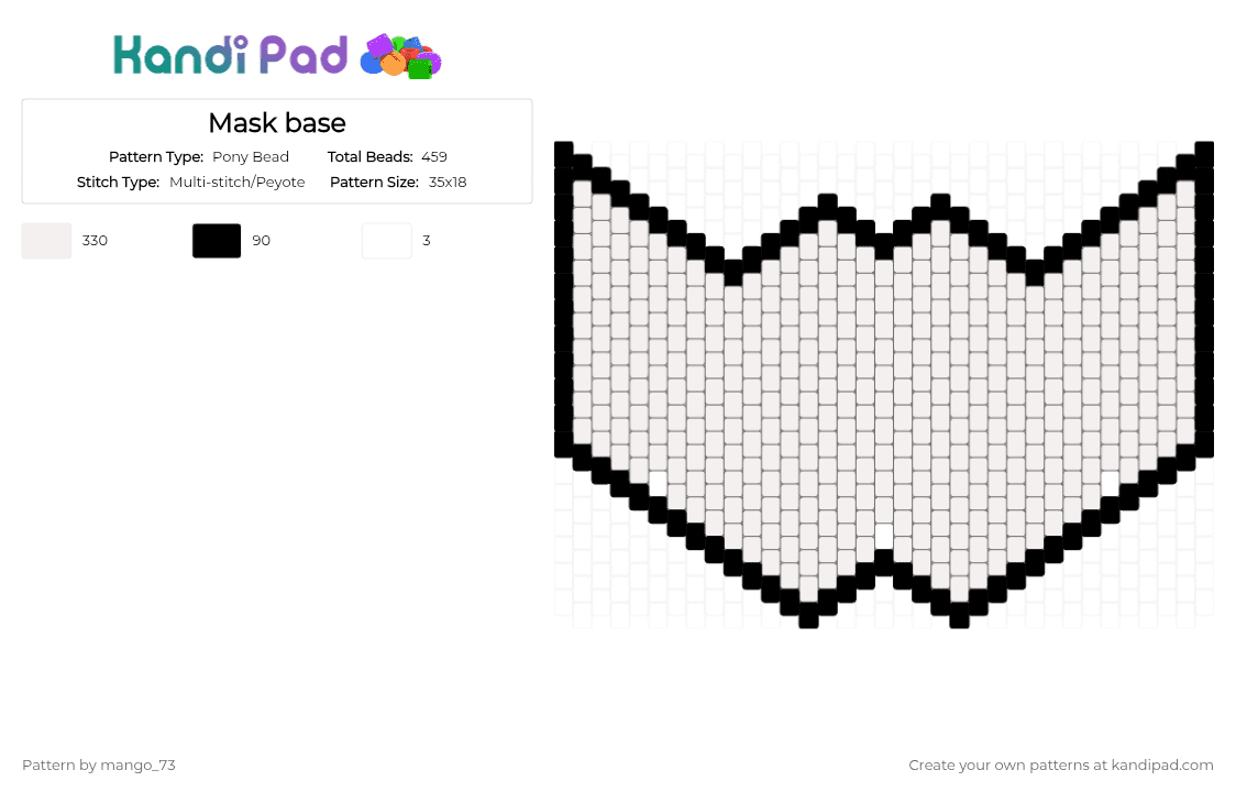 Mask Base Tutorial Mask base Pony Bead Pattern - Kandi Pad | Kandi Patterns, Fuse Bead ...