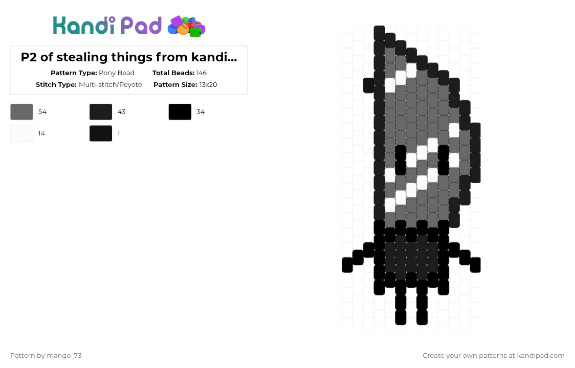 P2 of stealing things from kandipatterns - Pony Bead Pattern by mango_73 on Kandi Pad - cute, goofy, gray, knife, scene, scenecore