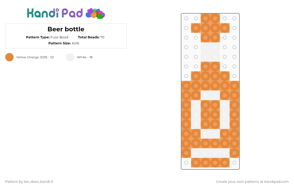 Beer bottle - Fuse Bead Pattern by mango_73 on Kandi Pad - alcohol, beer, beer bottle, bottle, ikea alien, orange