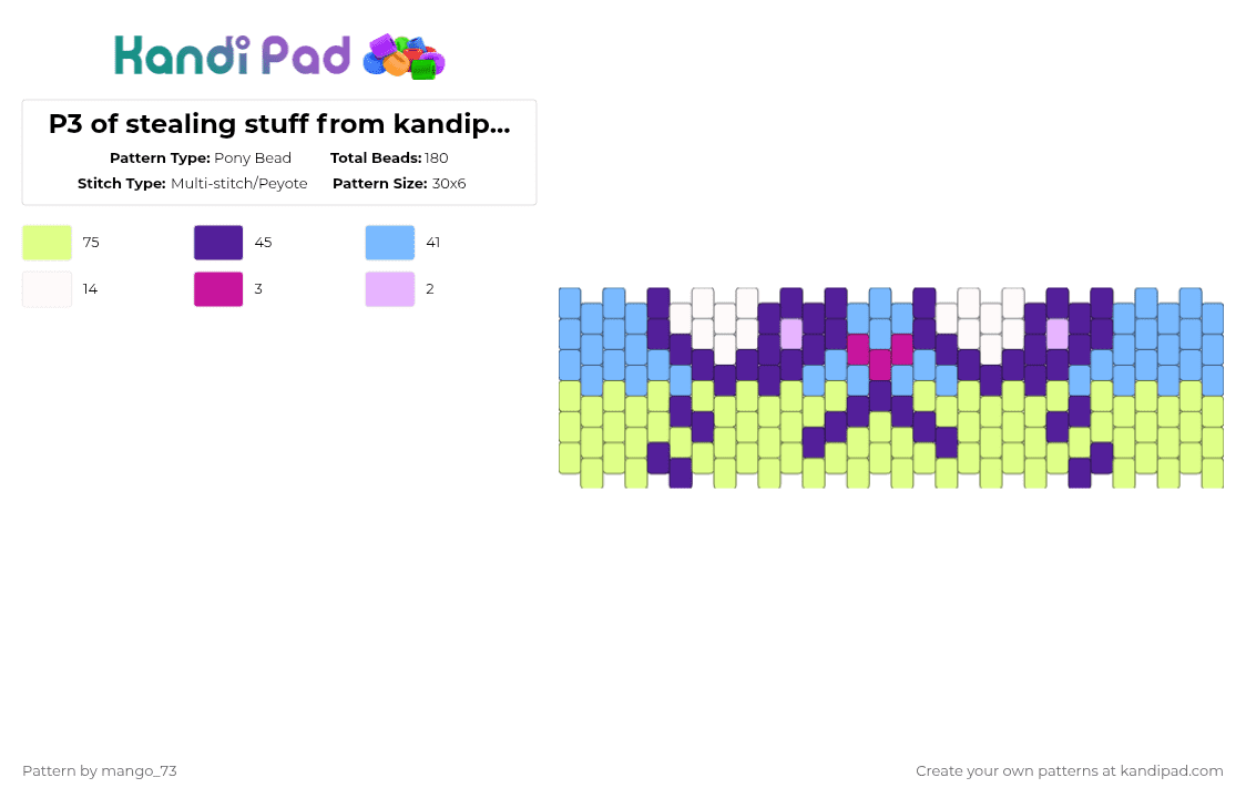 P3 of stealing stuff from kandipatterns - Pony Bead Pattern by mango_73 on Kandi Pad - yellow,purple,light blue,cat,cuff,goofy,cute,kitten